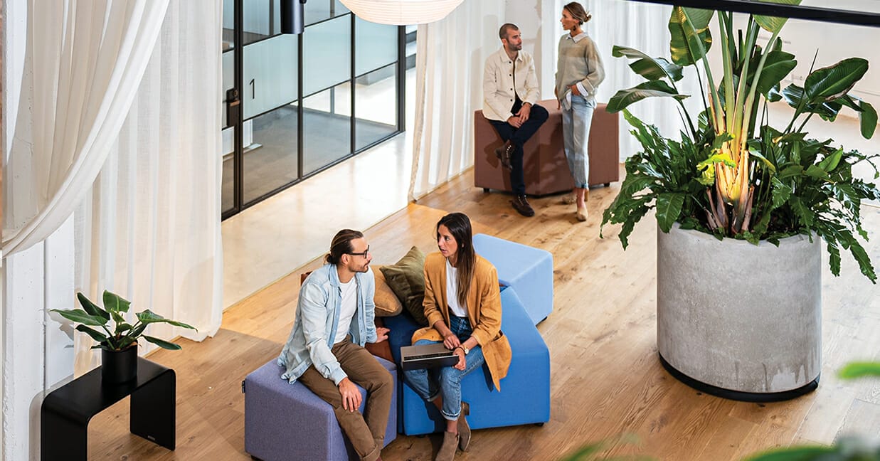 people in casual meetings on the konfurb eightby4 modular seating