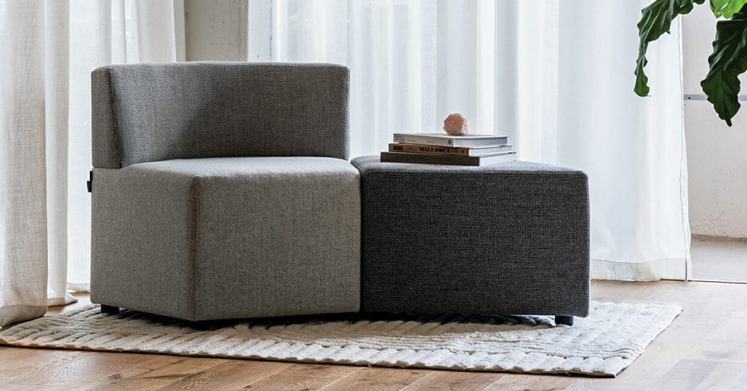 konfurb star modular seating with grey upholstery