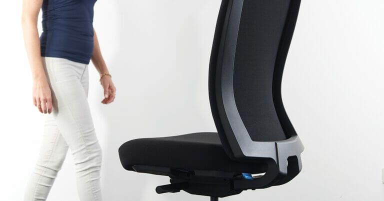 buro mentor ergonomic chair and woman walking