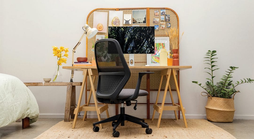 black mondo soho chair in work from home workspace