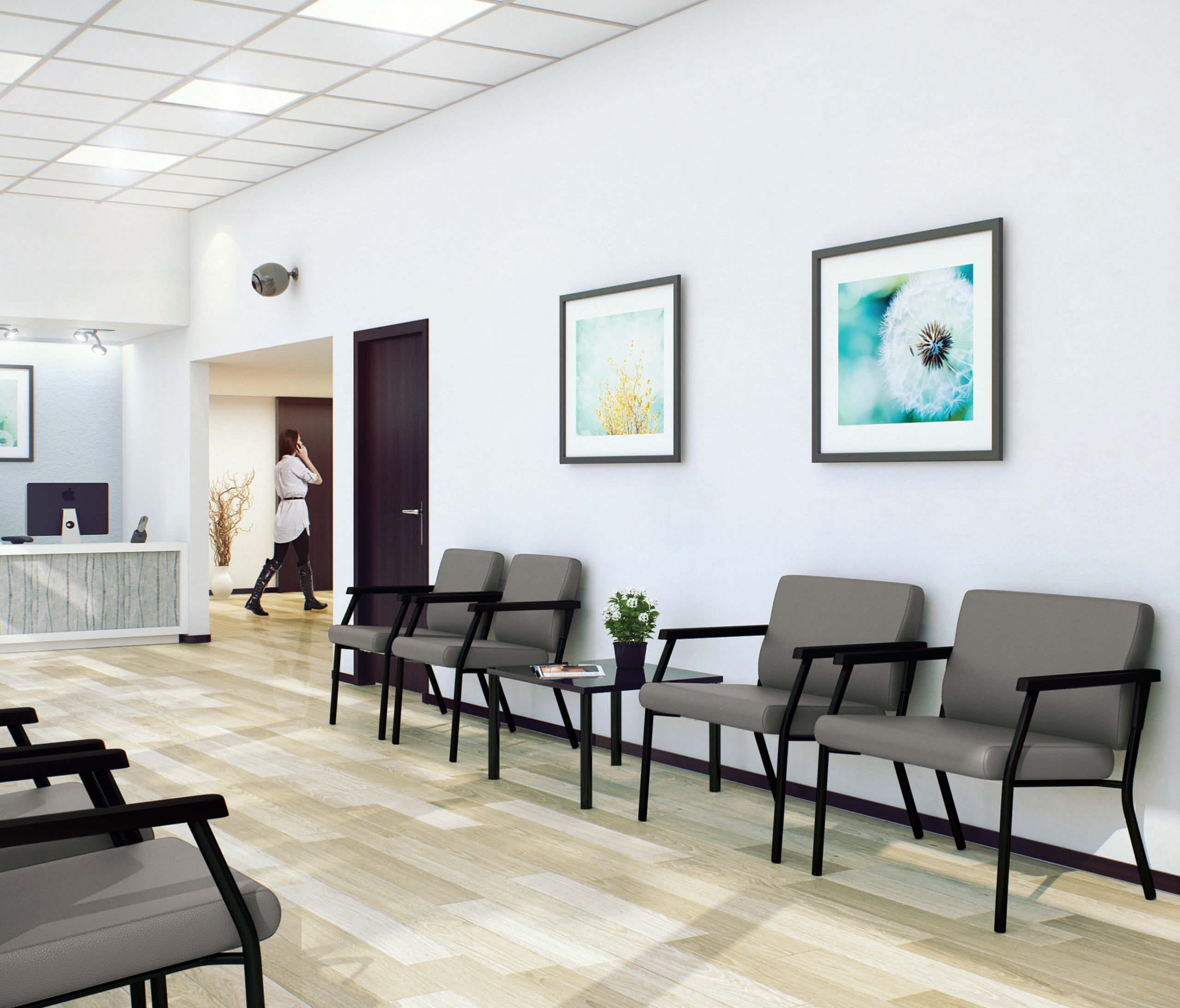 Buro Concord healthcare chair in rendered clinic reception scene