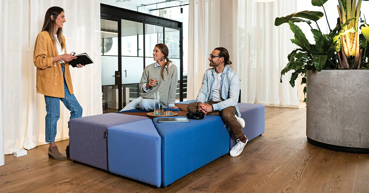 social recreational spaces in office with soft seating