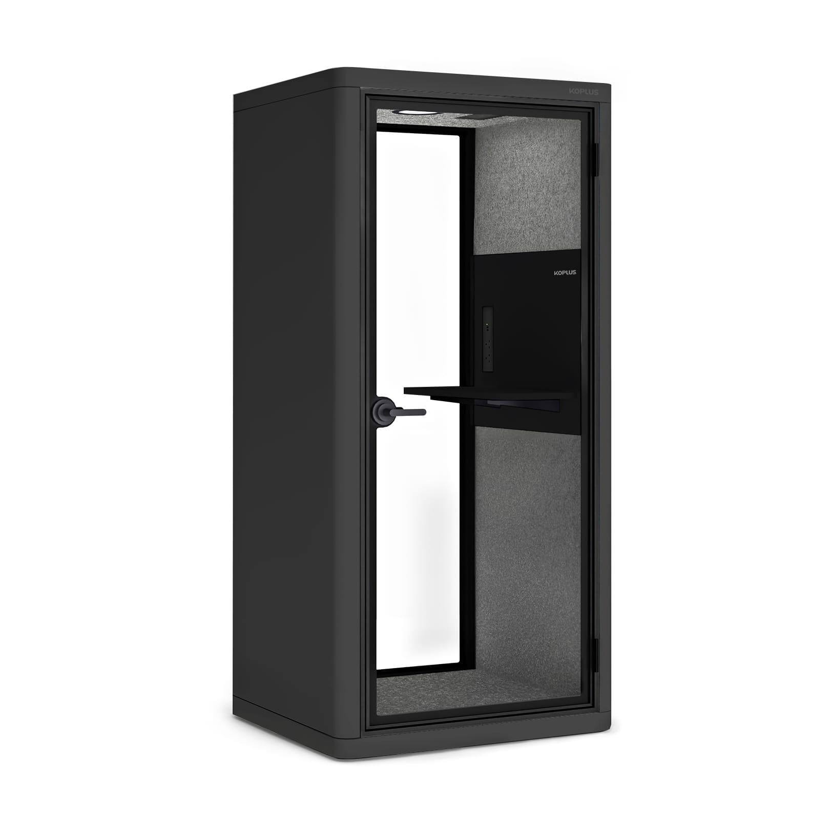 Koplus Milli Stand phone booth in graphite grey with light grey PET interior