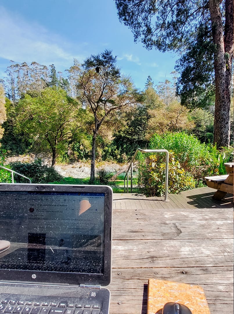 working outside with a view