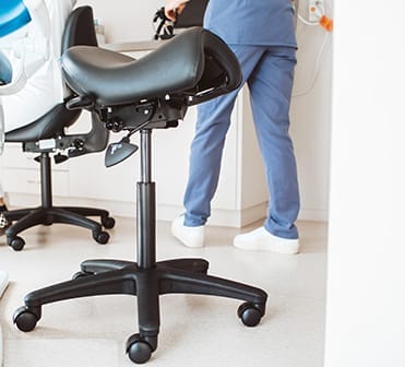 buro bambach saddle seat stool in dentist